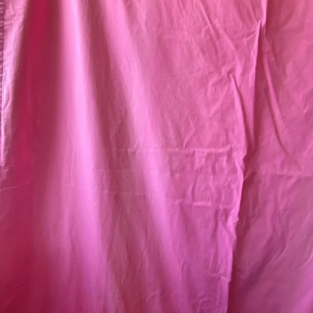 The Land of Nod (4) Hot Pink Ruffle Panel Curtains with (4) Striped Finials